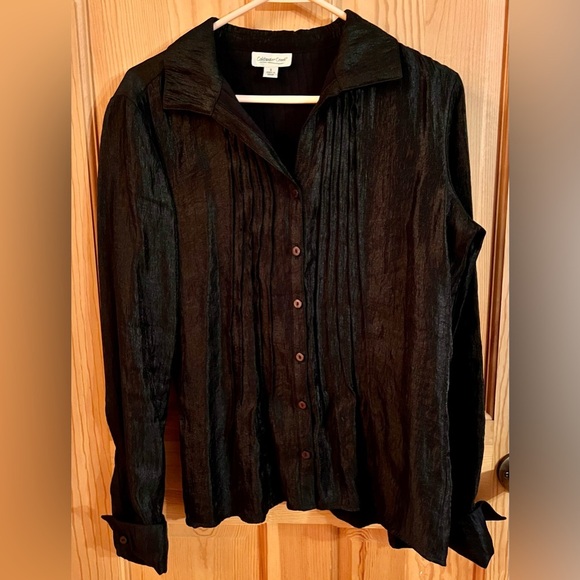 Coldwater Creek Black Women’s Button Blouse SZ 8 Professional Office Easy Care - Picture 4 of 15